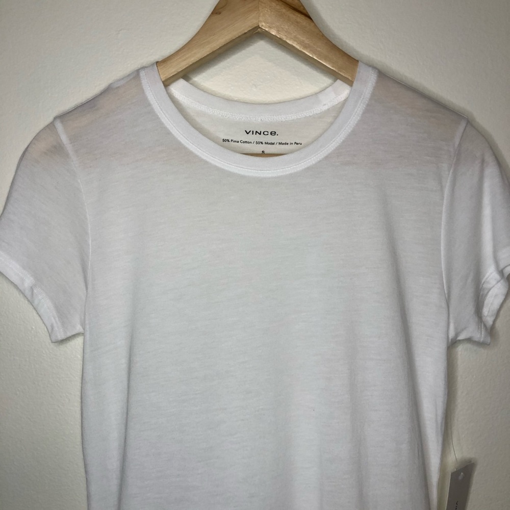 VINCE White Pima Cotton Soft Tee Shirt Small New - Picture 4 of 8